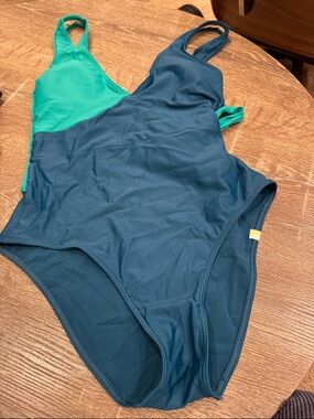 summersalt Teal & Navy Colorblock One-Piece Swimsuit